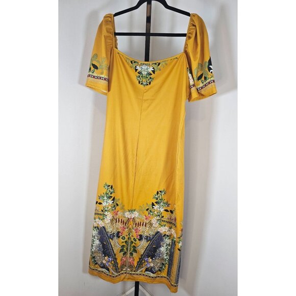 Shein Curve Floral Print Short Sleeve Midi Dress-Yellow Multi-SZ 3X - Picture 4 of 7